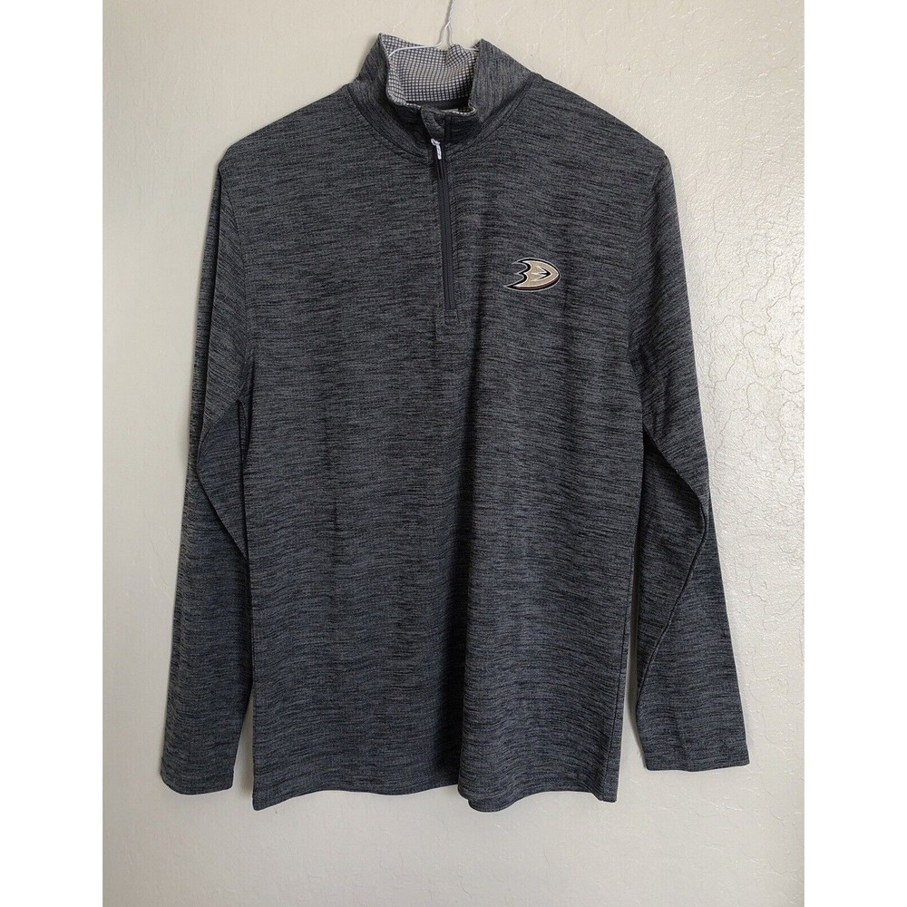 NHL Anaheim Ducks Lightweight Pullover Sweater 1/4 Zip Men's Size Small Gray